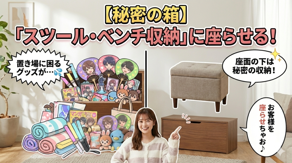 【秘密の箱】「スツール・ベンチ収納」に座らせる