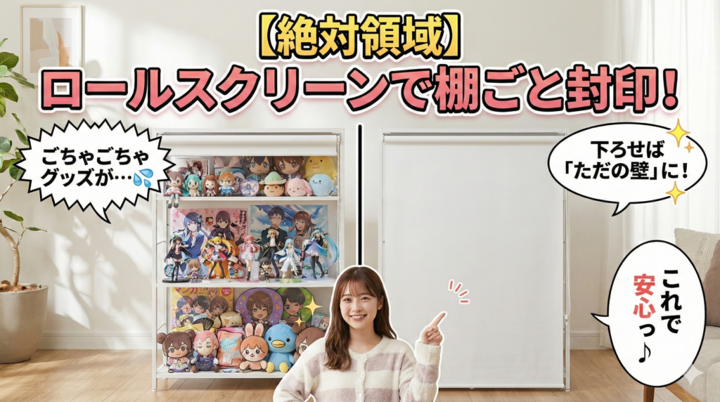 ②【絶対領域】「ロールスクリーン」で棚ごと封印