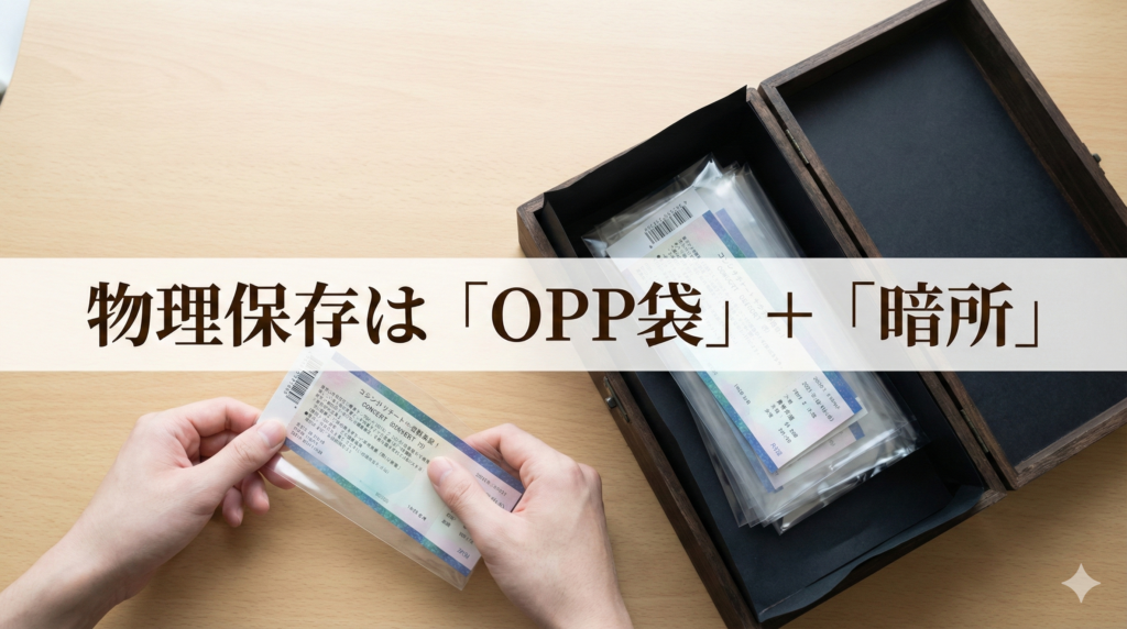 OPP袋でチケットを保存している様子